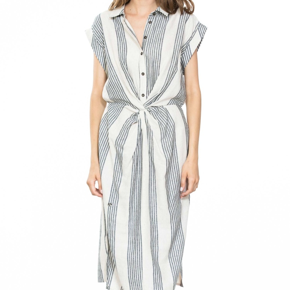 BEACH SHORT SLEEVE STRIPE DRESS